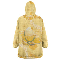 Hawaii Oahu Island Flowers Lei Wearable Blanket Hoodie Yellow Ilima Mix Plumeria