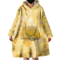 Hawaii Oahu Island Flowers Lei Wearable Blanket Hoodie Yellow Ilima Mix Plumeria
