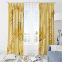 Hawaii Oahu Island Flowers Lei Window Curtain Yellow Ilima Mix Plumeria