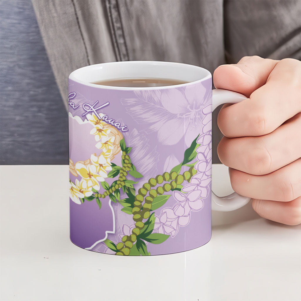 Hawaii Kauai Island Flowers Lei Ceramic Mug Mokihana Lei