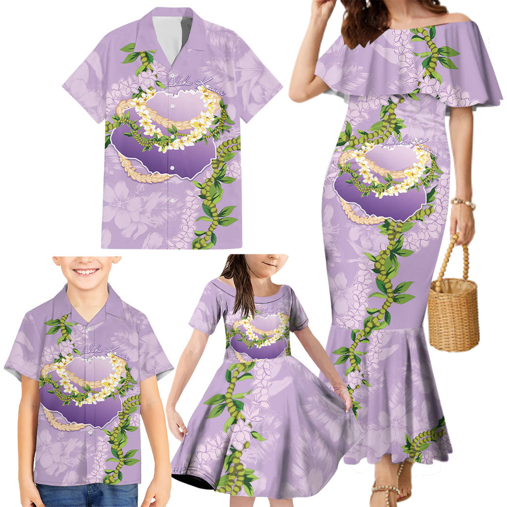 Hawaii Kauai Island Flowers Lei Family Matching Mermaid Dress and Hawaiian Shirt Mokihana Lei LT7 - Polynesian Pride
