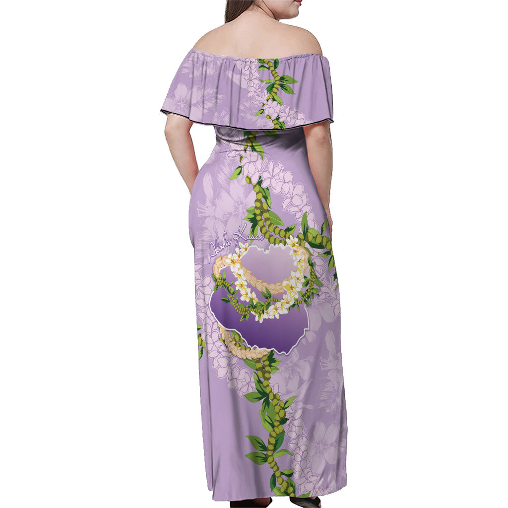 Hawaii Kauai Island Flowers Lei Family Matching Off Shoulder Maxi Dress and Hawaiian Shirt Mokihana Lei LT7 - Polynesian Pride