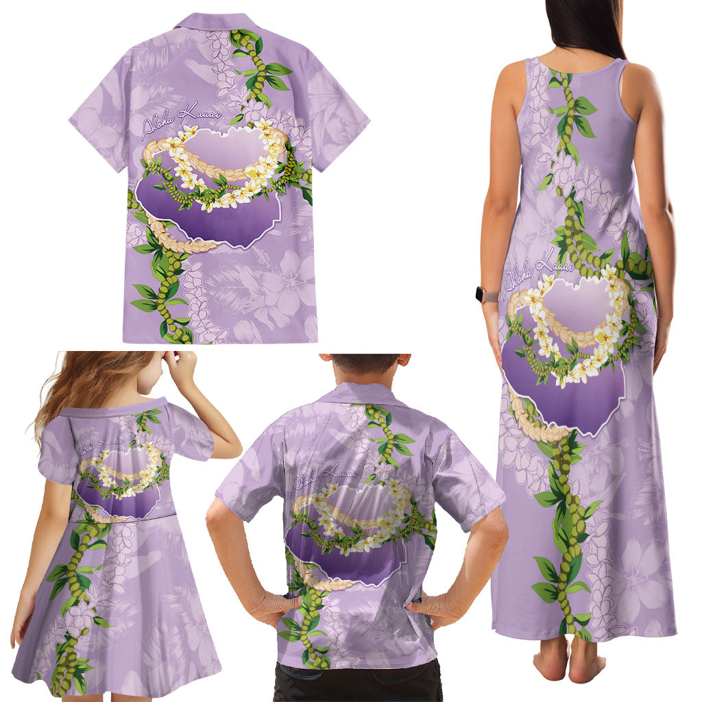 Hawaii Kauai Island Flowers Lei Family Matching Tank Maxi Dress and Hawaiian Shirt Mokihana Lei LT7 - Polynesian Pride