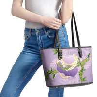 Hawaii Kauai Island Flowers Lei Leather Tote Bag Mokihana Lei