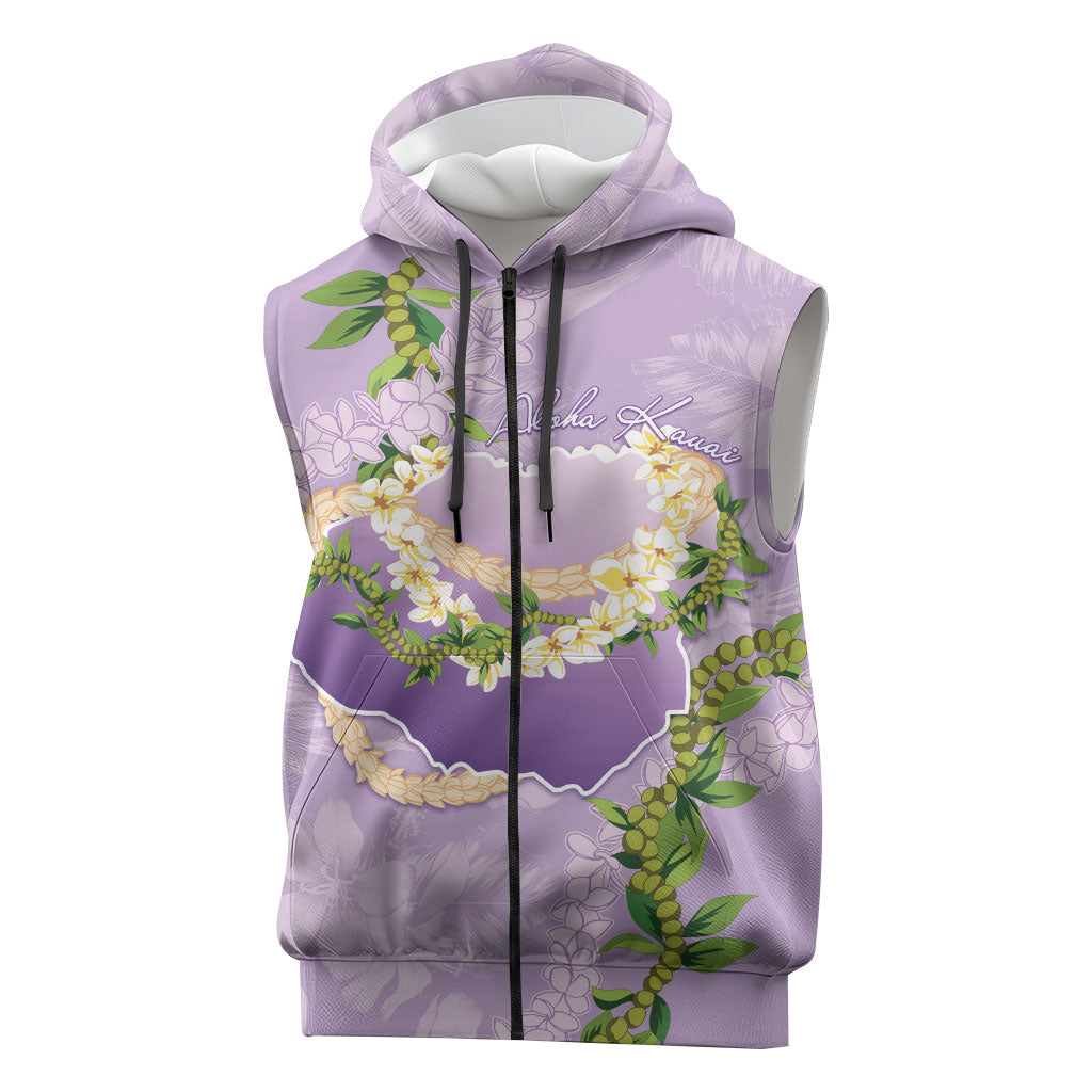Hawaii Kauai Island Flowers Lei Sleeveless Zip Hoodie Mokihana Lei