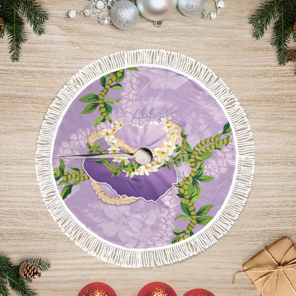 Hawaii Kauai Island Flowers Lei Tree Skirt Mokihana Lei LT7 Fringed Lavender - Polynesian Pride