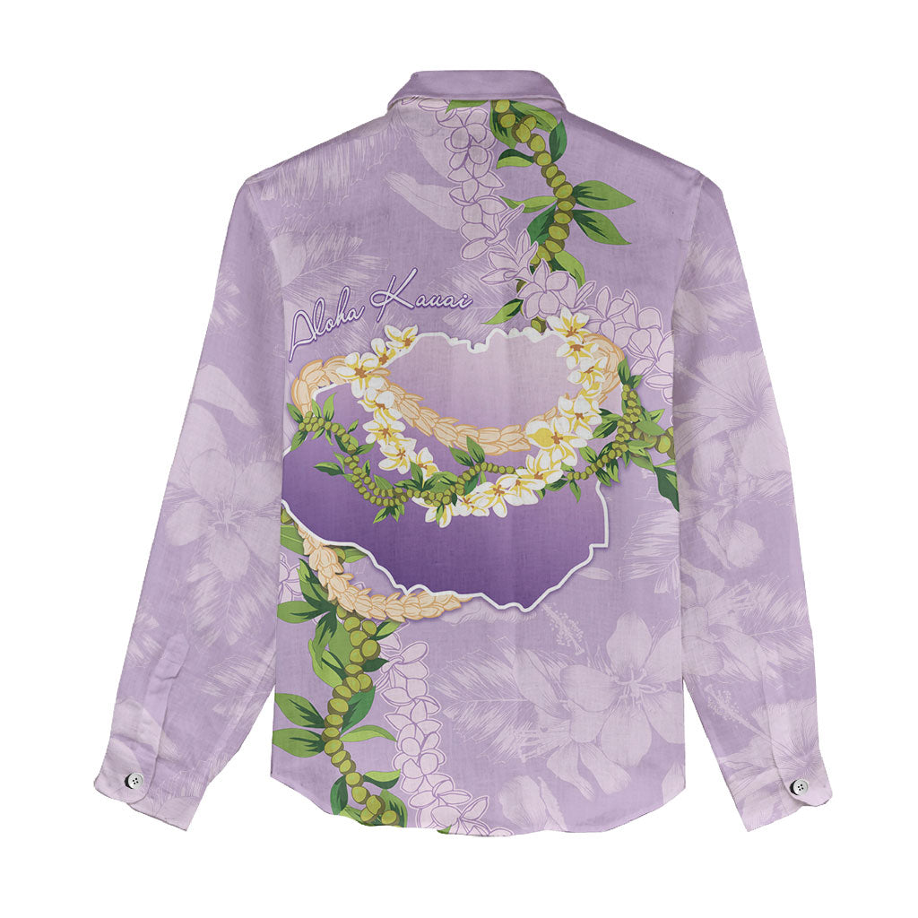 Hawaii Kauai Island Flowers Lei Women Casual Shirt Mokihana Lei