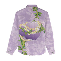 Hawaii Kauai Island Flowers Lei Women Casual Shirt Mokihana Lei