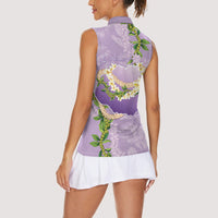 Hawaii Kauai Island Flowers Lei Women Sleeveless Polo Shirt Mokihana Lei LT7 - Polynesian Pride