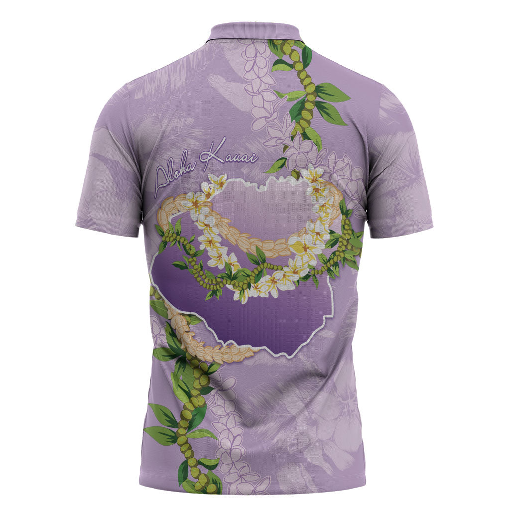 Hawaii Kauai Island Flowers Lei Zipper Polo Shirt Mokihana Lei