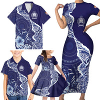 Fiji Queen Victoria School Personalised Family Matching Short Sleeve Bodycon Dress and Hawaiian Shirt Masi Tapa Torn Style LT7 - Polynesian Pride