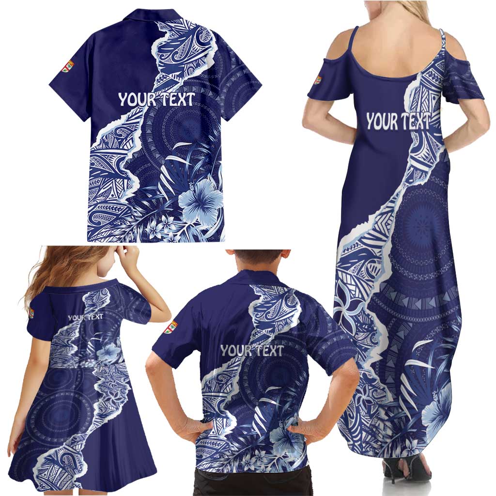 Fiji Queen Victoria School Personalised Family Matching Summer Maxi Dress and Hawaiian Shirt Masi Tapa Torn Style LT7 - Polynesian Pride