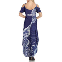 Fiji Queen Victoria School Personalised Family Matching Summer Maxi Dress and Hawaiian Shirt Masi Tapa Torn Style LT7 - Polynesian Pride