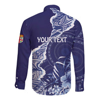 Fiji Queen Victoria School Personalised Long Sleeve Button Shirt Masi Tapa Torn Style