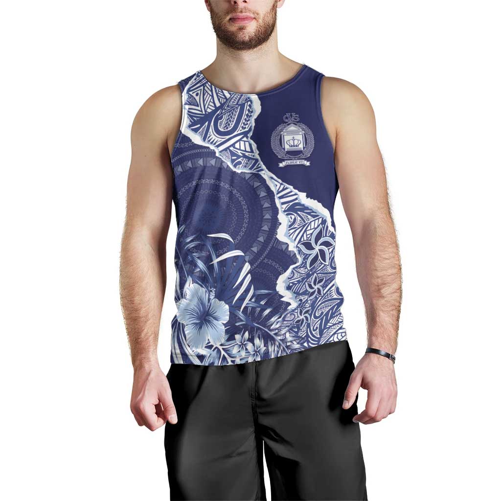 Fiji Queen Victoria School Personalised Men Tank Top Masi Tapa Torn Style