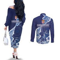 Fiji Lelean Memorial School Personalised Couples Matching Off The Shoulder Long Sleeve Dress and Long Sleeve Button Shirt Korodredre Davuilevu Masi Mix Style