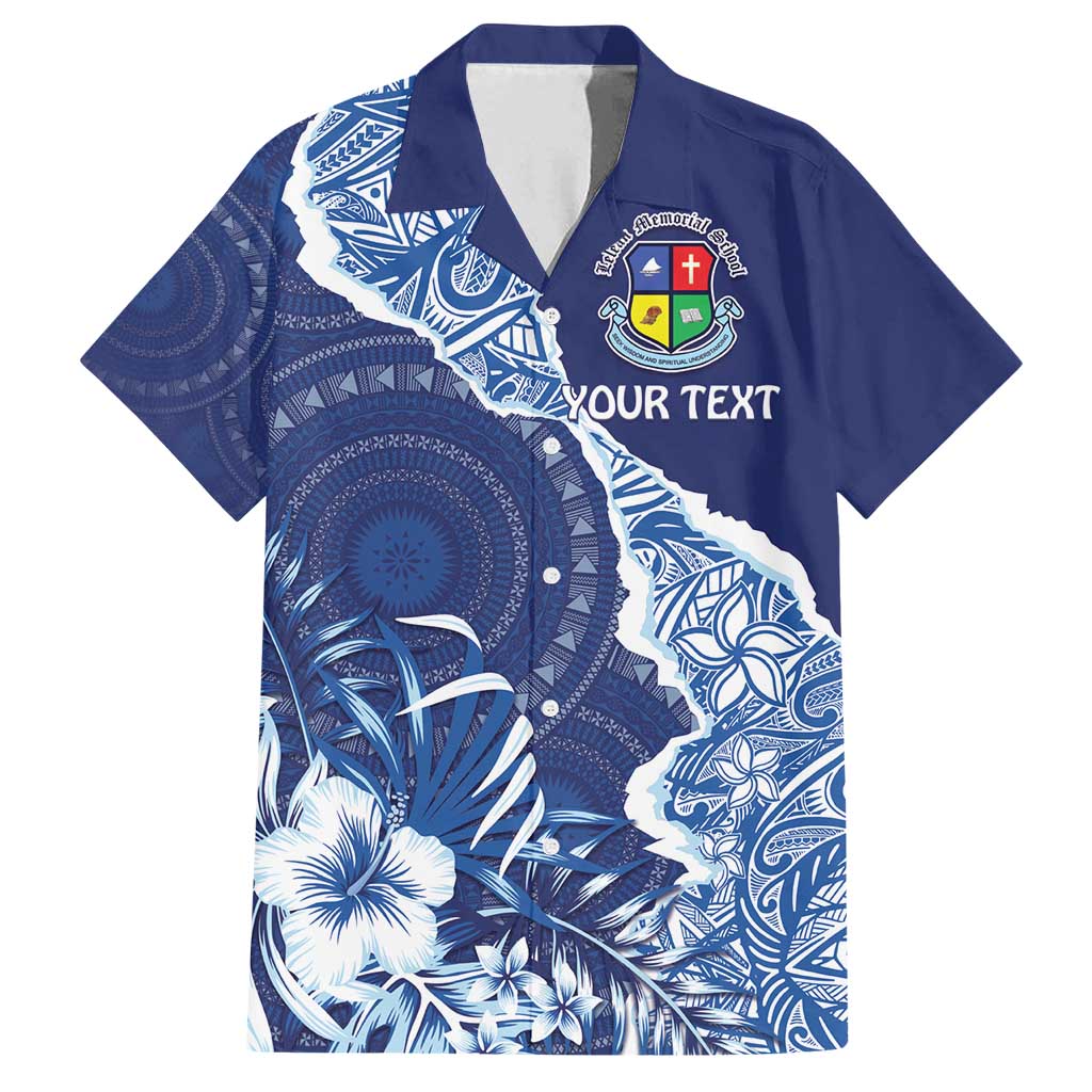 Fiji Lelean Memorial School Personalised Family Matching Long Sleeve Bodycon Dress and Hawaiian Shirt Korodredre Davuilevu Masi Mix Style LT7 Dad's Shirt - Short Sleeve Blue - Polynesian Pride