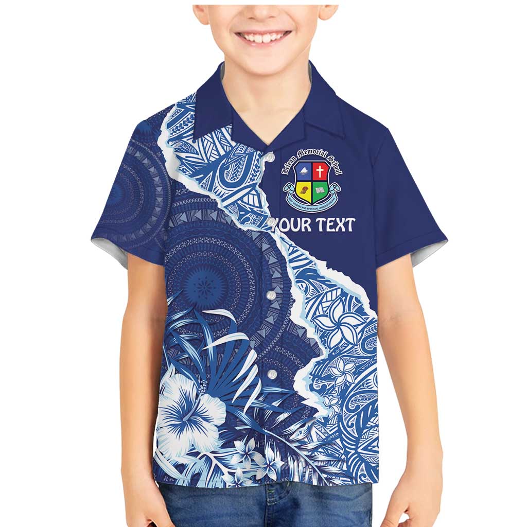 Fiji Lelean Memorial School Personalised Family Matching Mermaid Dress and Hawaiian Shirt Korodredre Davuilevu Masi Mix Style LT7 Son's Shirt Blue - Polynesian Pride