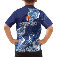 Fiji Lelean Memorial School Personalised Family Matching Off Shoulder Maxi Dress and Hawaiian Shirt Korodredre Davuilevu Masi Mix Style LT7 - Polynesian Pride