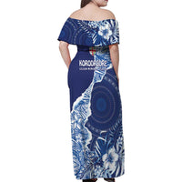 Fiji Lelean Memorial School Personalised Family Matching Off Shoulder Maxi Dress and Hawaiian Shirt Korodredre Davuilevu Masi Mix Style LT7 - Polynesian Pride