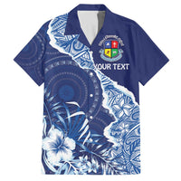 Fiji Lelean Memorial School Personalised Family Matching Off Shoulder Short Dress and Hawaiian Shirt Korodredre Davuilevu Masi Mix Style LT7 Dad's Shirt - Short Sleeve Blue - Polynesian Pride