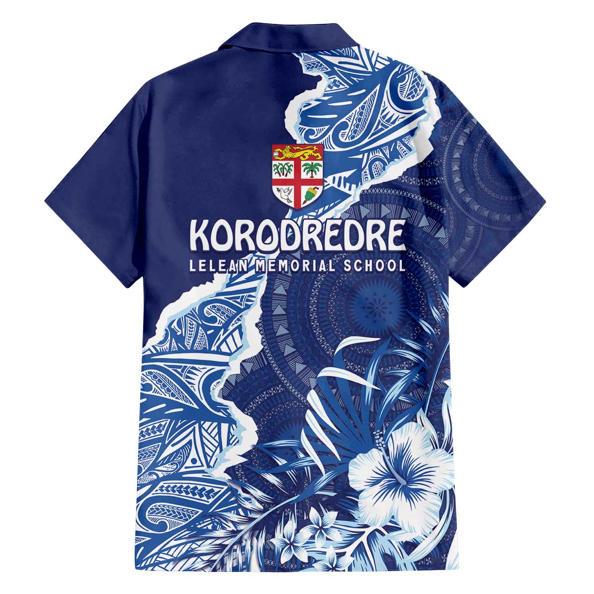 Fiji Lelean Memorial School Personalised Family Matching Off Shoulder Short Dress and Hawaiian Shirt Korodredre Davuilevu Masi Mix Style LT7 - Polynesian Pride