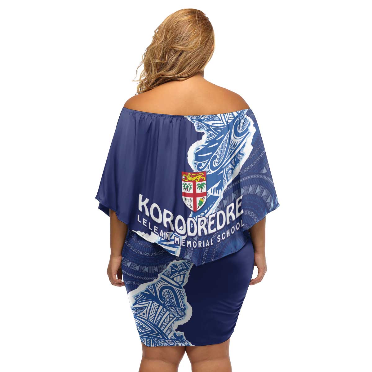 Fiji Lelean Memorial School Personalised Family Matching Off Shoulder Short Dress and Hawaiian Shirt Korodredre Davuilevu Masi Mix Style LT7 - Polynesian Pride