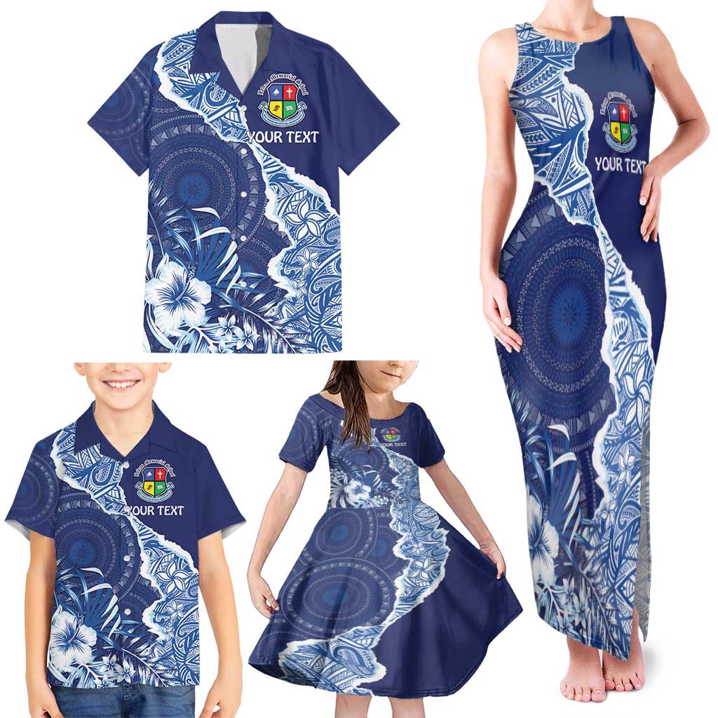 Fiji Lelean Memorial School Personalised Family Matching Tank Maxi Dress and Hawaiian Shirt Korodredre Davuilevu Masi Mix Style LT7 - Polynesian Pride
