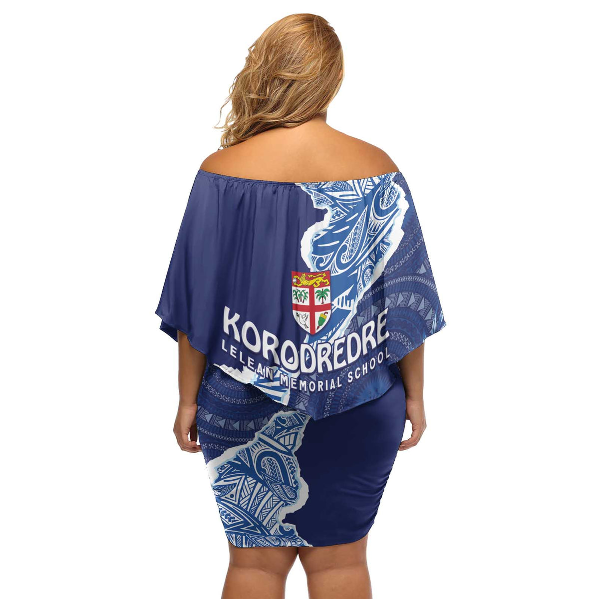 Fiji Lelean Memorial School Personalised Off Shoulder Short Dress Korodredre Davuilevu Masi Mix Style LT7 - Polynesian Pride