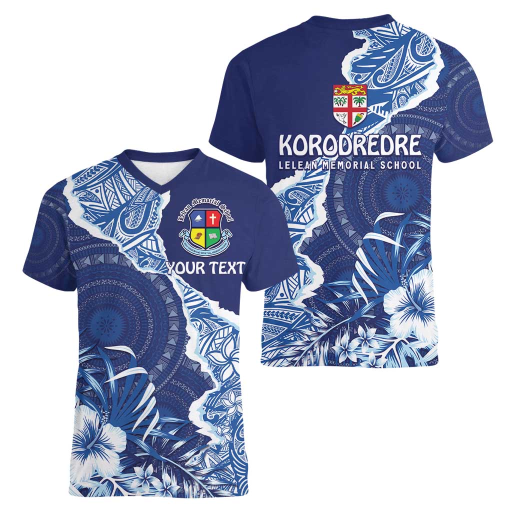 Fiji Lelean Memorial School Personalised Women V-Neck T-Shirt Korodredre Davuilevu Masi Mix Style