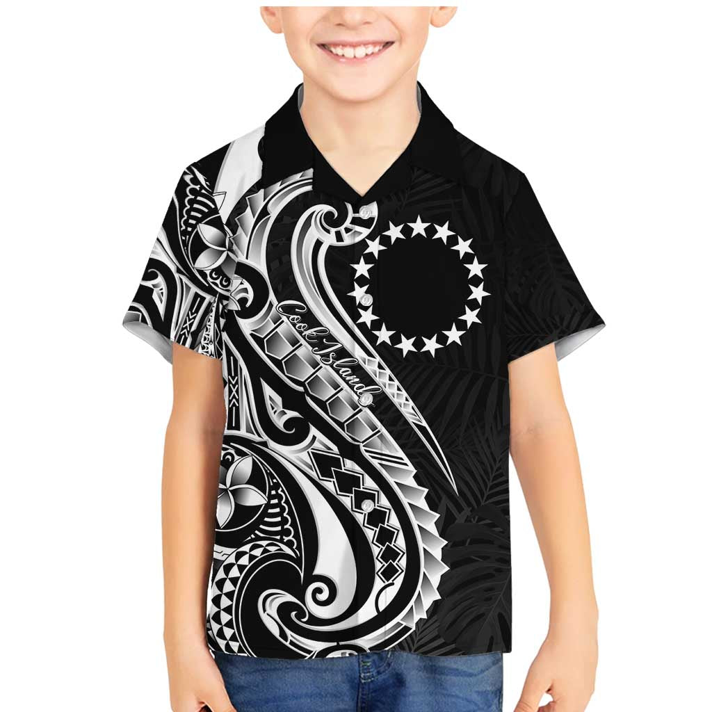 Kia Orana Cook Islands Family Matching Mermaid Dress and Hawaiian Shirt Kerekere Plumeria Tropical Waves LT7 Son's Shirt Black - Polynesian Pride