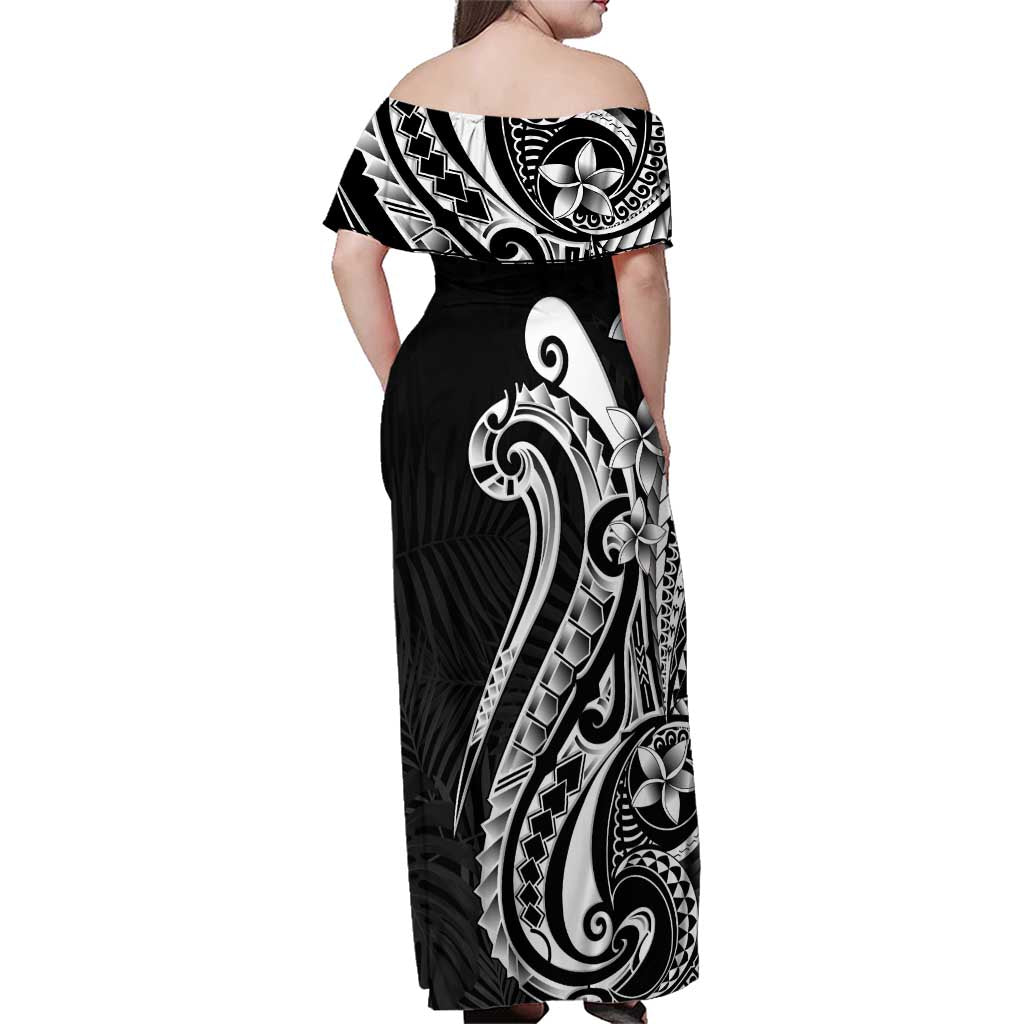 Kia Orana Cook Islands Family Matching Off Shoulder Maxi Dress and Hawaiian Shirt Kerekere Plumeria Tropical Waves LT7 - Polynesian Pride