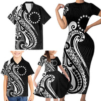 Kia Orana Cook Islands Family Matching Short Sleeve Bodycon Dress and Hawaiian Shirt Kerekere Plumeria Tropical Waves LT7 - Polynesian Pride