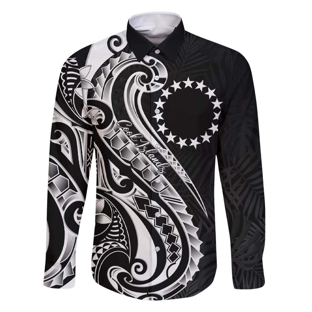 Kia Orana Cook Islands Family Matching Short Sleeve Bodycon Dress and Hawaiian Shirt Kerekere Plumeria Tropical Waves LT7 Dad's Shirt - Long Sleeve Black - Polynesian Pride