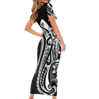 Kia Orana Cook Islands Family Matching Short Sleeve Bodycon Dress and Hawaiian Shirt Kerekere Plumeria Tropical Waves LT7 - Polynesian Pride