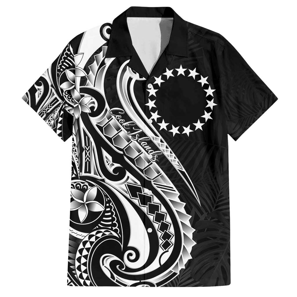 Kia Orana Cook Islands Family Matching Tank Maxi Dress and Hawaiian Shirt Kerekere Plumeria Tropical Waves LT7 Dad's Shirt - Short Sleeve Black - Polynesian Pride