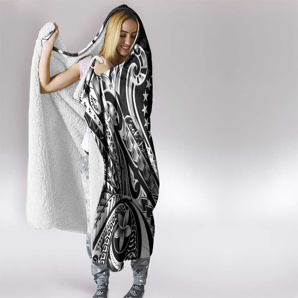 Kia Orana Cook Islands Hooded Blanket Kerekere Plumeria Tropical Waves - Polynesian Pride