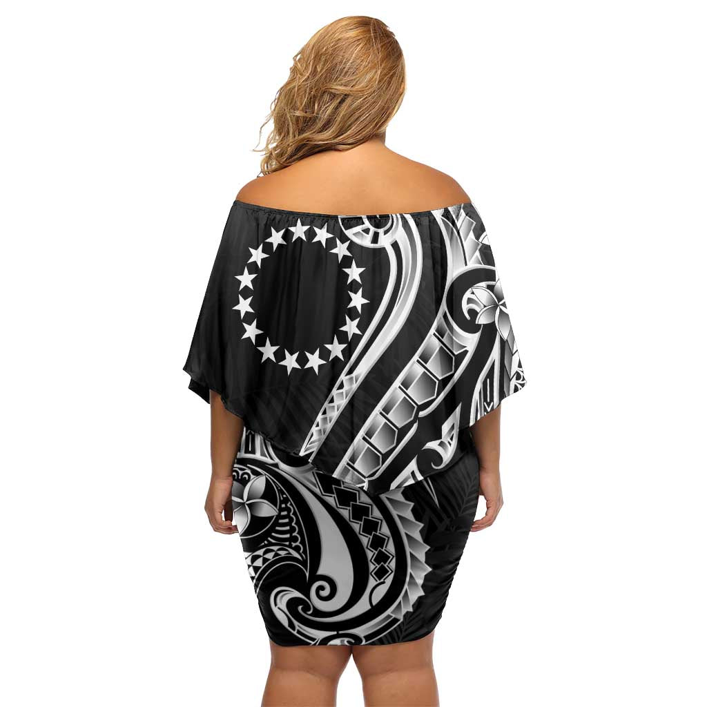Kia Orana Cook Islands Off Shoulder Short Dress Kerekere Plumeria Tropical Waves - Polynesian Pride