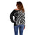 Kia Orana Cook Islands Off Shoulder Sweater Kerekere Plumeria Tropical Waves - Polynesian Pride