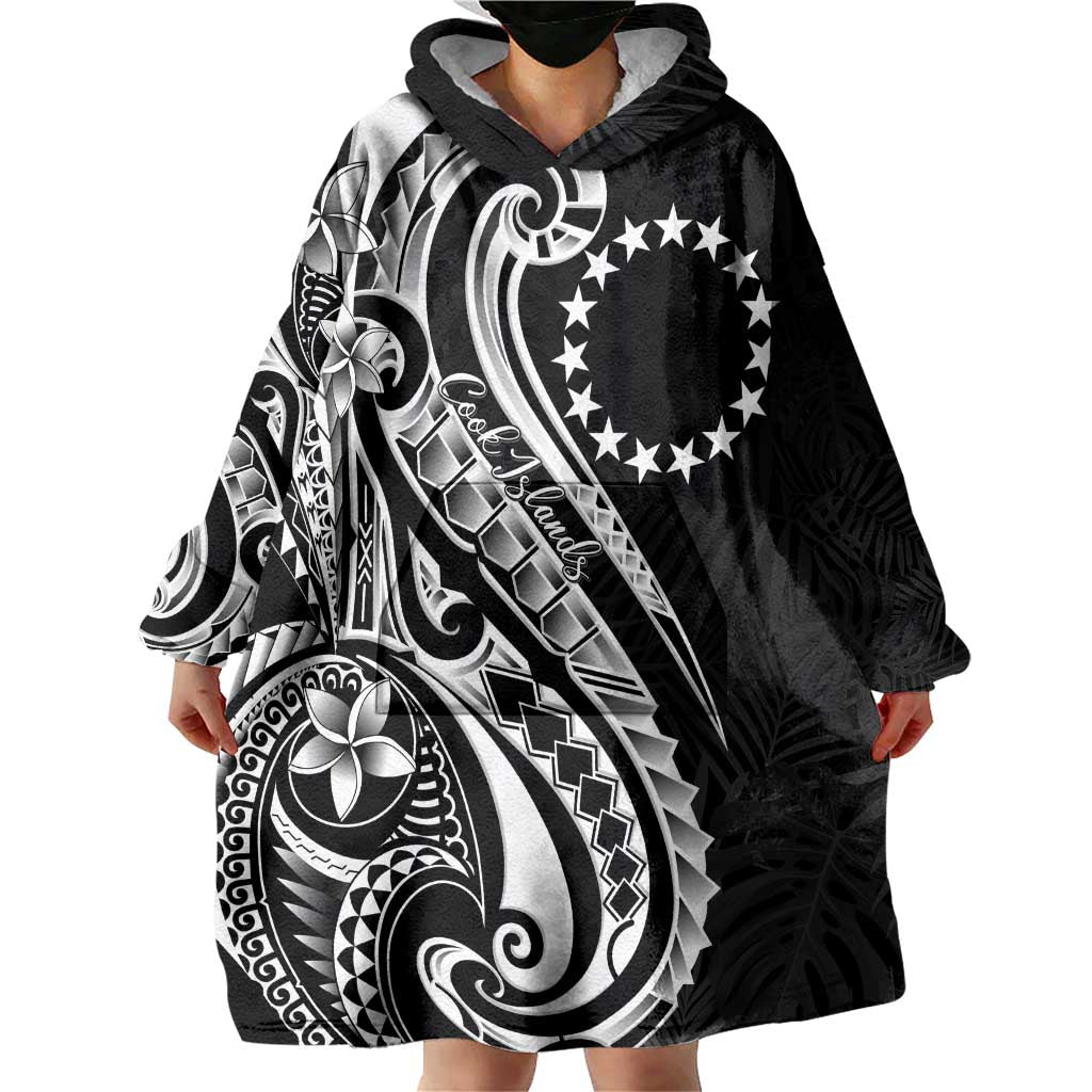 Kia Orana Cook Islands Wearable Blanket Hoodie Kerekere Plumeria Tropical Waves - Polynesian Pride