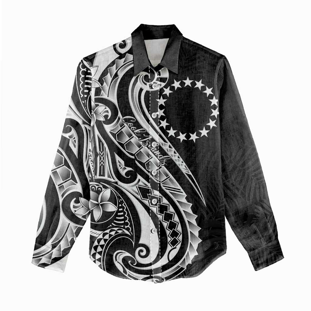 Kia Orana Cook Islands Women Casual Shirt Kerekere Plumeria Tropical Waves LT7 - Polynesian Pride