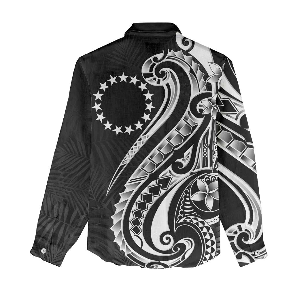 Kia Orana Cook Islands Women Casual Shirt Kerekere Plumeria Tropical Waves LT7 - Polynesian Pride