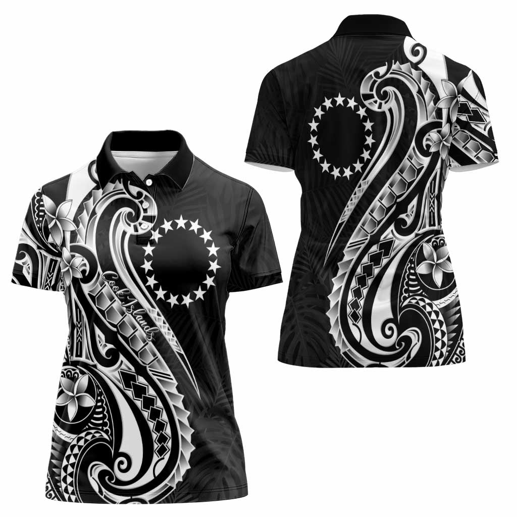 Kia Orana Cook Islands Women Polo Shirt Kerekere Plumeria Tropical Waves LT7 - Polynesian Pride