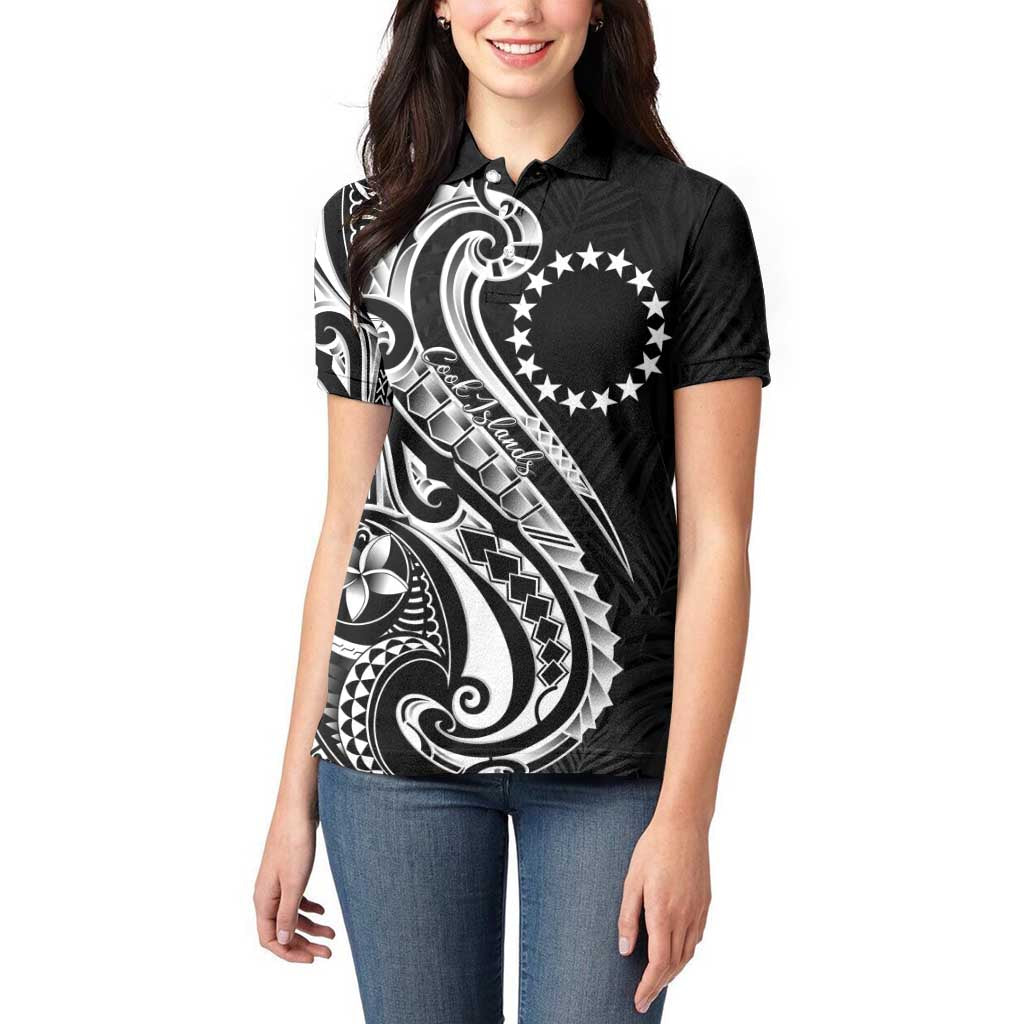 Kia Orana Cook Islands Women Polo Shirt Kerekere Plumeria Tropical Waves LT7 - Polynesian Pride