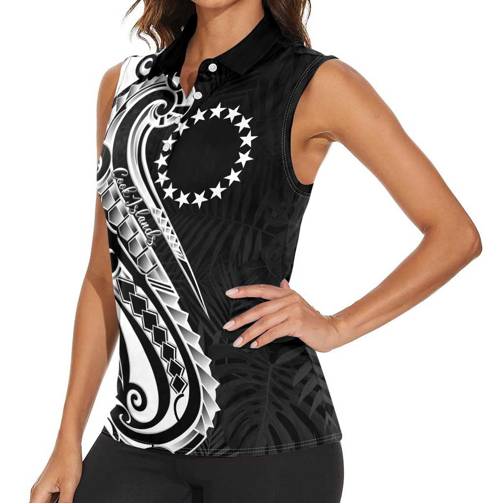 Kia Orana Cook Islands Women Sleeveless Polo Shirt Kerekere Plumeria Tropical Waves LT7 - Polynesian Pride