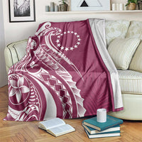 Kia Orana Cook Islands Blanket Maroon Plumeria Tropical Waves - Polynesian Pride