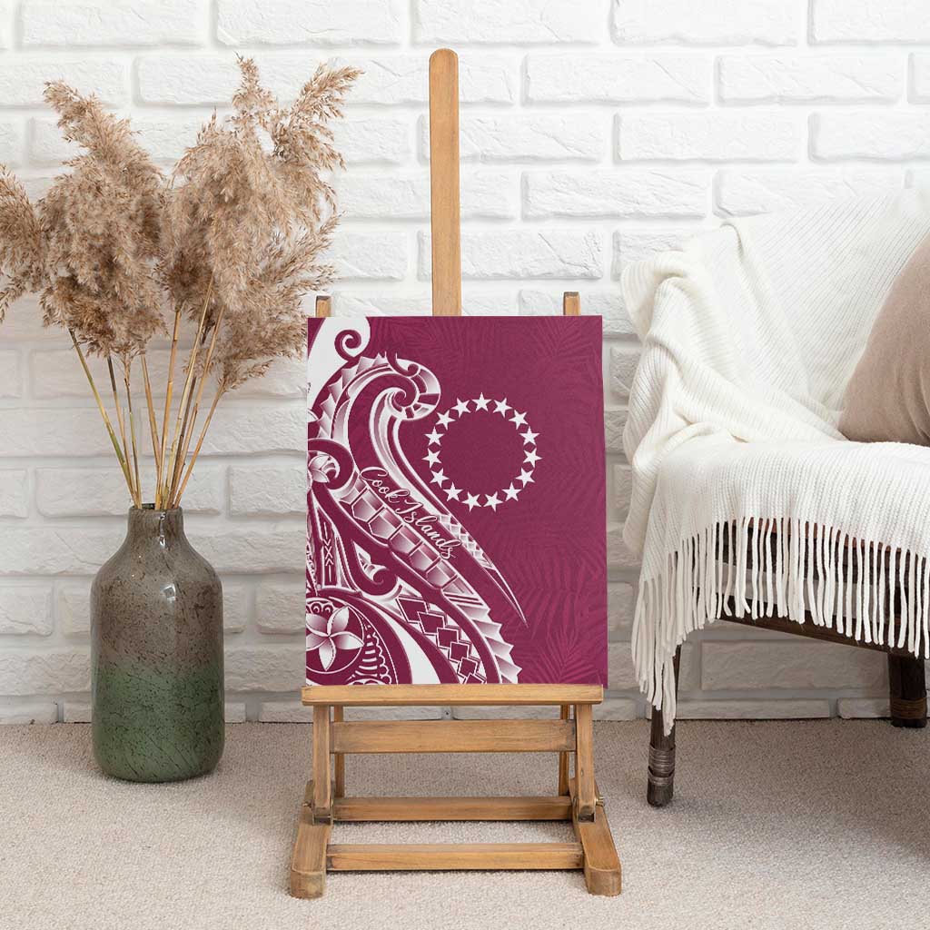 Kia Orana Cook Islands Canvas Wall Art Maroon Plumeria Tropical Waves - Polynesian Pride