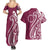 Kia Orana Cook Islands Couples Matching Summer Maxi Dress and Hawaiian Shirt Maroon Plumeria Tropical Waves - Polynesian Pride