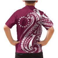 Kia Orana Cook Islands Family Matching Mermaid Dress and Hawaiian Shirt Maroon Plumeria Tropical Waves LT7 - Polynesian Pride