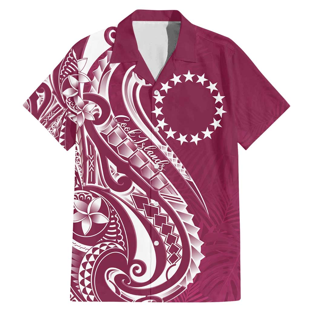 Kia Orana Cook Islands Family Matching Mermaid Dress and Hawaiian Shirt Maroon Plumeria Tropical Waves LT7 Dad's Shirt - Short Sleeve Maroon - Polynesian Pride
